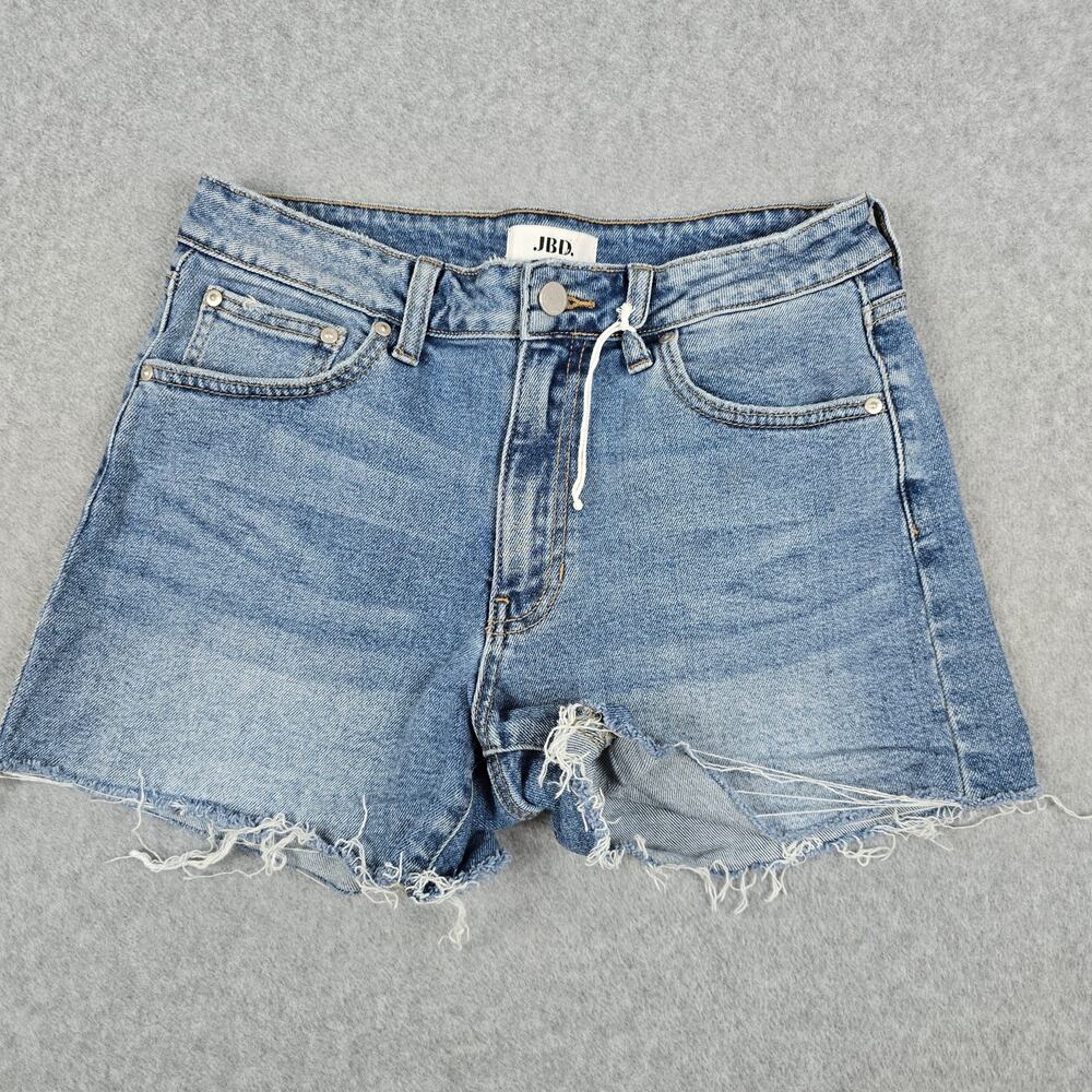 JBD Just Black Denim Medium Distressed Cutoff Shorts Embroidered Pockets Cherry